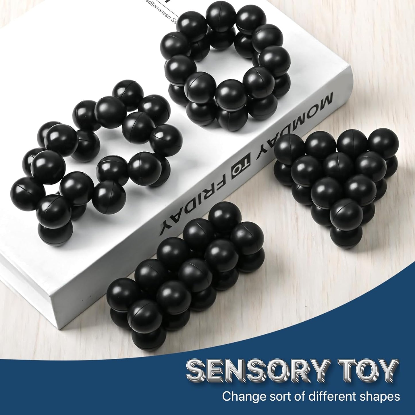 Fidget Ball Toys Adult, Autism Sensory Toys for Kids Teens, Autistic Travel Toys EDC Quiet Cool Desk Fidget Toys Adults Stocking Stuffers Gift for Boys Girls Men, Non-Magnetic Inseparable