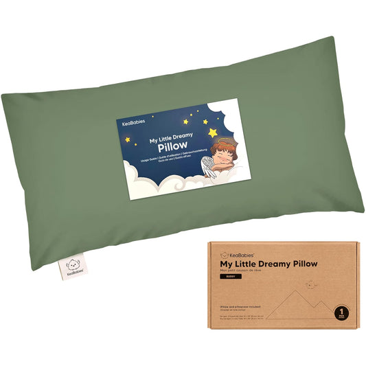 Toddler Pillow with Pillowcase - 10x18 My Little Dreamy Kids Travel Bed Pillows for Sleeping, Organic Cotton Small Pillowcase, Soft & Breathable, Machine Washable,Toddlers 2-5 years old (Jungle Green)