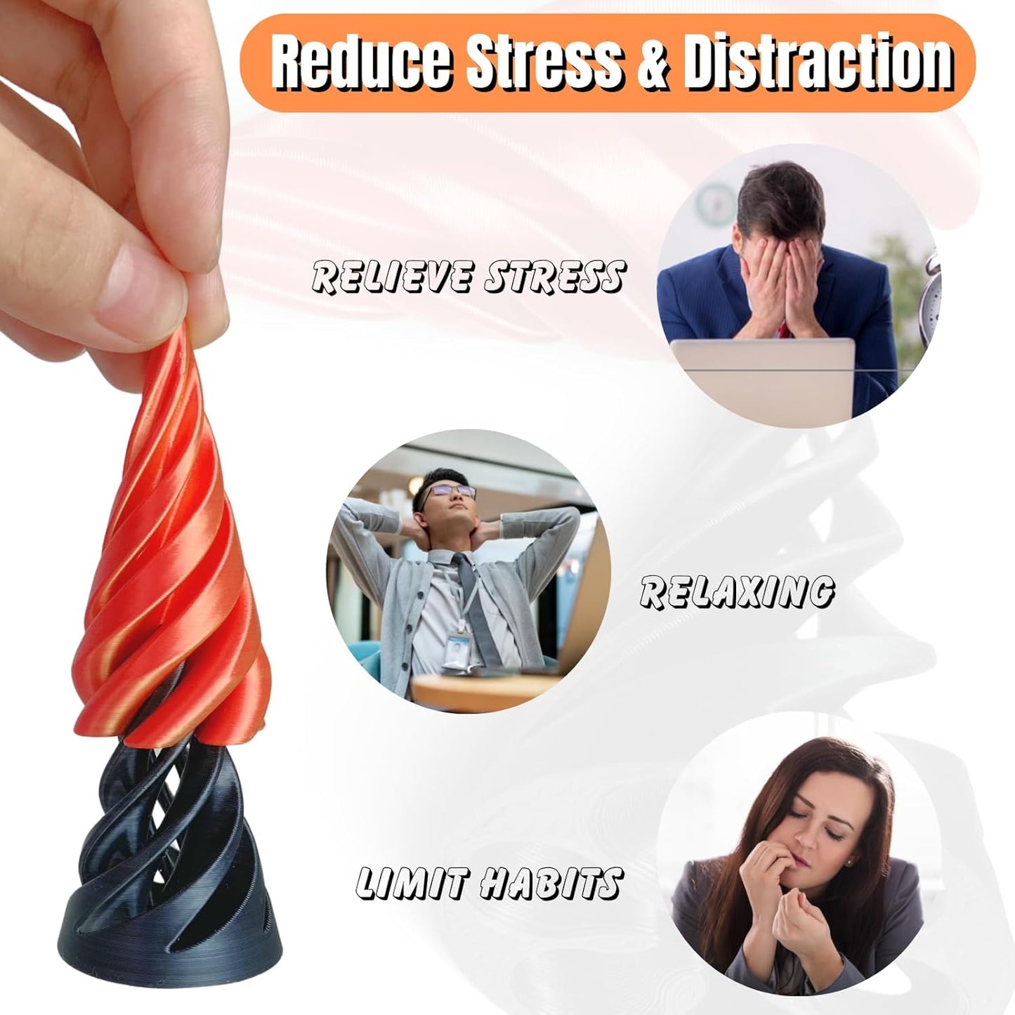 2PCS Impossible Pyramid Passthrough Sculpture, Pass Through Pyramid Fidget Toy 3D Printed Spiral Cone Fidget Toy, Mini Vortex Thread Illusion, Desktop Deco Souvenir Gift Mini Stress Relief Desk Toy