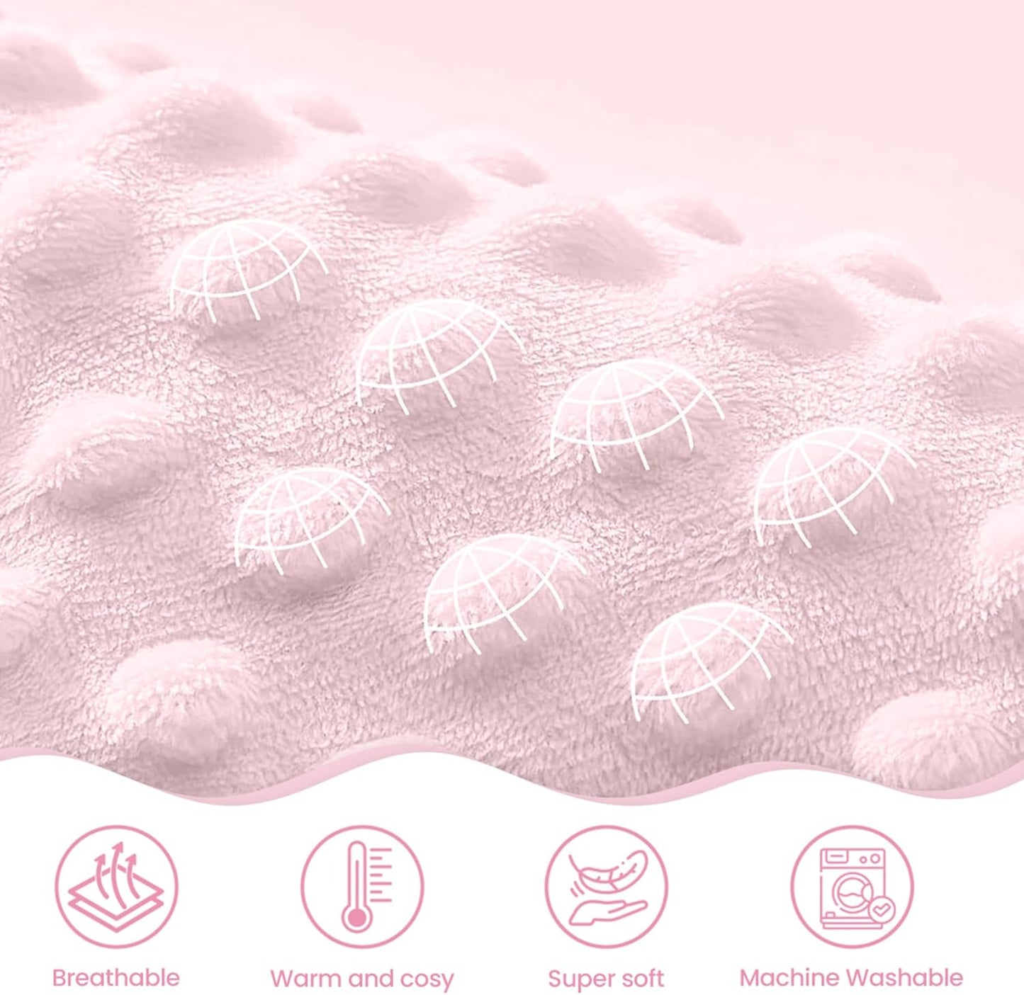 Floral Minky Baby Blanket 30 x 40 Inches for Girls, Soft Plush Receiving Blanket with Dotted Back, Gift for Newborn Infant Toddlers, Baby Shower, Christmas Birthday