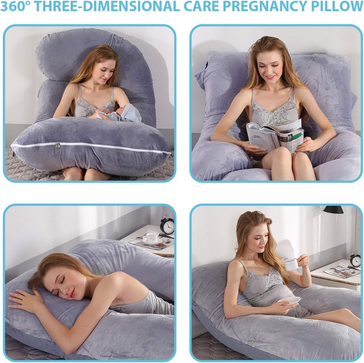 BATTOP Pregnancy Pillow for Sleeping,Full Body Maternity Pillow with Removable Washable Cover,Support for Back,HIPS,Legs,Belly for Pregnant Women