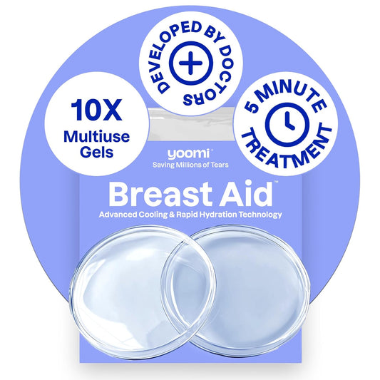 Breast Aid™ Soothing Cryogel Pads for Sore Cracked Nipples with HOCl, 10x Multiuse, Advanced Cooling Tech for Instant Relief & Repair, Rapid Hydration for Lasting Comfort for Breast Feeding Moms