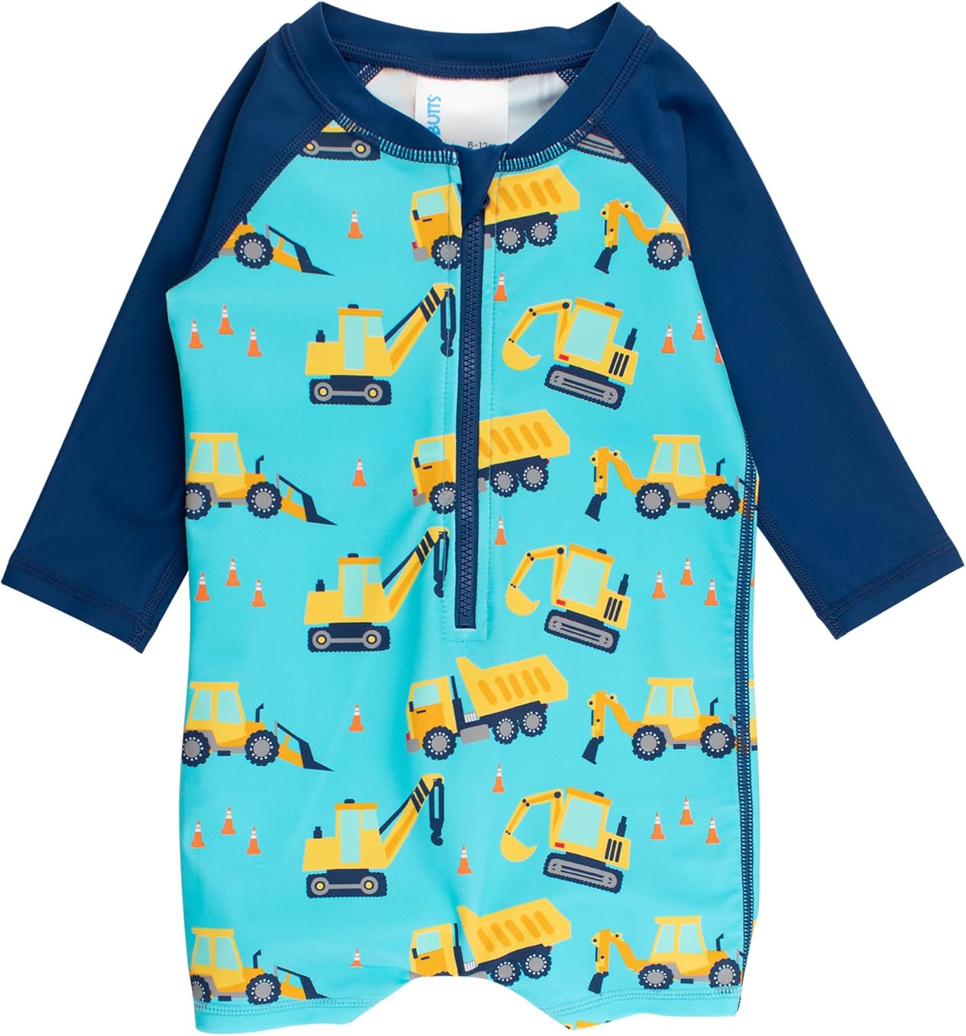 RUGGEDBUTTS Baby/Toddler Boy Swimsuit, One Piece Zipper Rash Guard Sunsuit with UPF 50+ Sun Protection