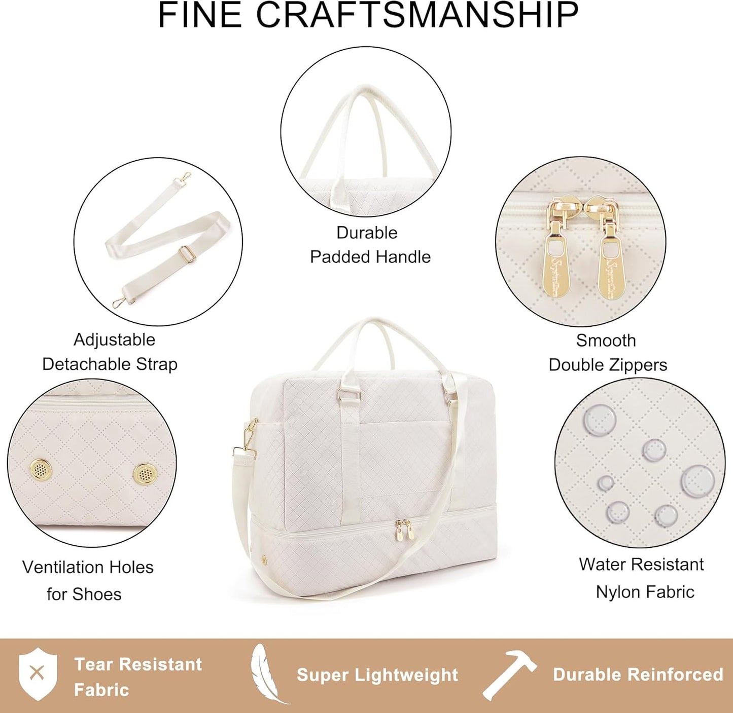 Soperwillton Women Travel Duffel Bags Carry On Overnight Bag with Shoe Compartment & Toiletry Pouch Gym Bag with Wet Pocket