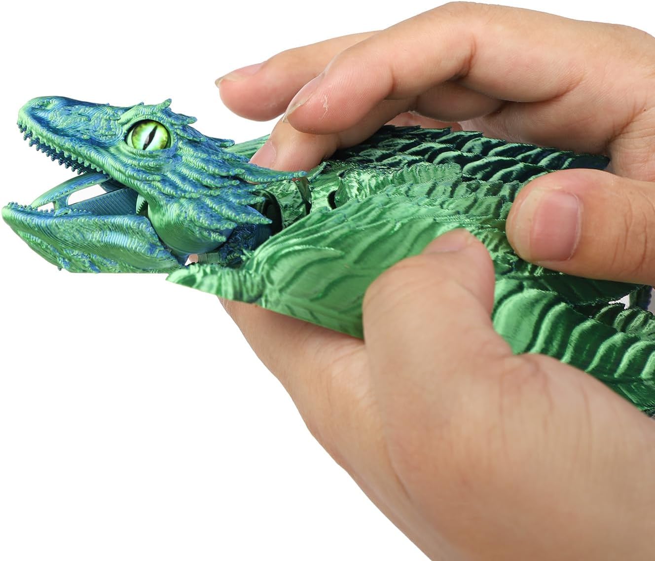 3D Printed Feathered Wyvern Dragon, 3D Printed Dragon with Wings,Adjustable Wings and Simulated Glasses Articulated Dragon Crab Toy, Desktop Pet Toy, Home Office Decor (Green)