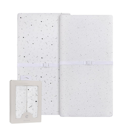 Ely’s & Co. Changing Pad Cover, Diaper Changing Table Sheets, 2 Pack, Cradle Sheet Set for Baby Boys/Girls, 100% Jersey Knit Cotton, Black and White Celestial Collection, 32”x16”x5”