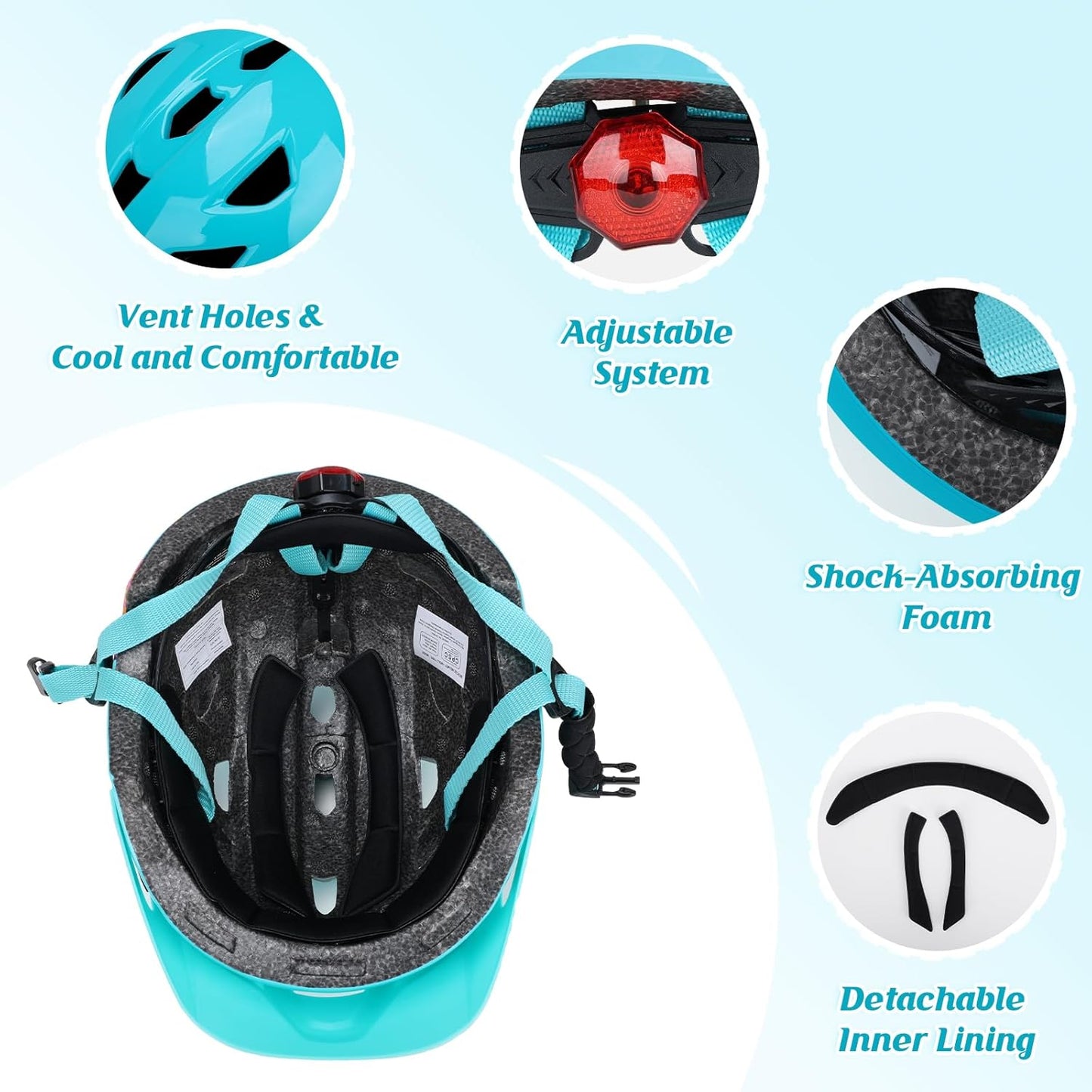 Adjustable Toddler Helmet, Kids Bike Helmets for Boys Girls 3-5/4-6/5-8 Years, Protective Gear Set for Bicycling/Skateboarding/Rollerblading/Scootering