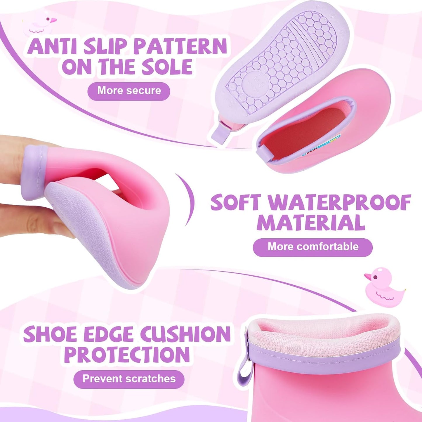 2 Pcs Toddler Raincoat Rain Boots Set Kids Baby Cartoon Hoodie Zipper Jacket Short Rain Shoes for Little Boys Girls