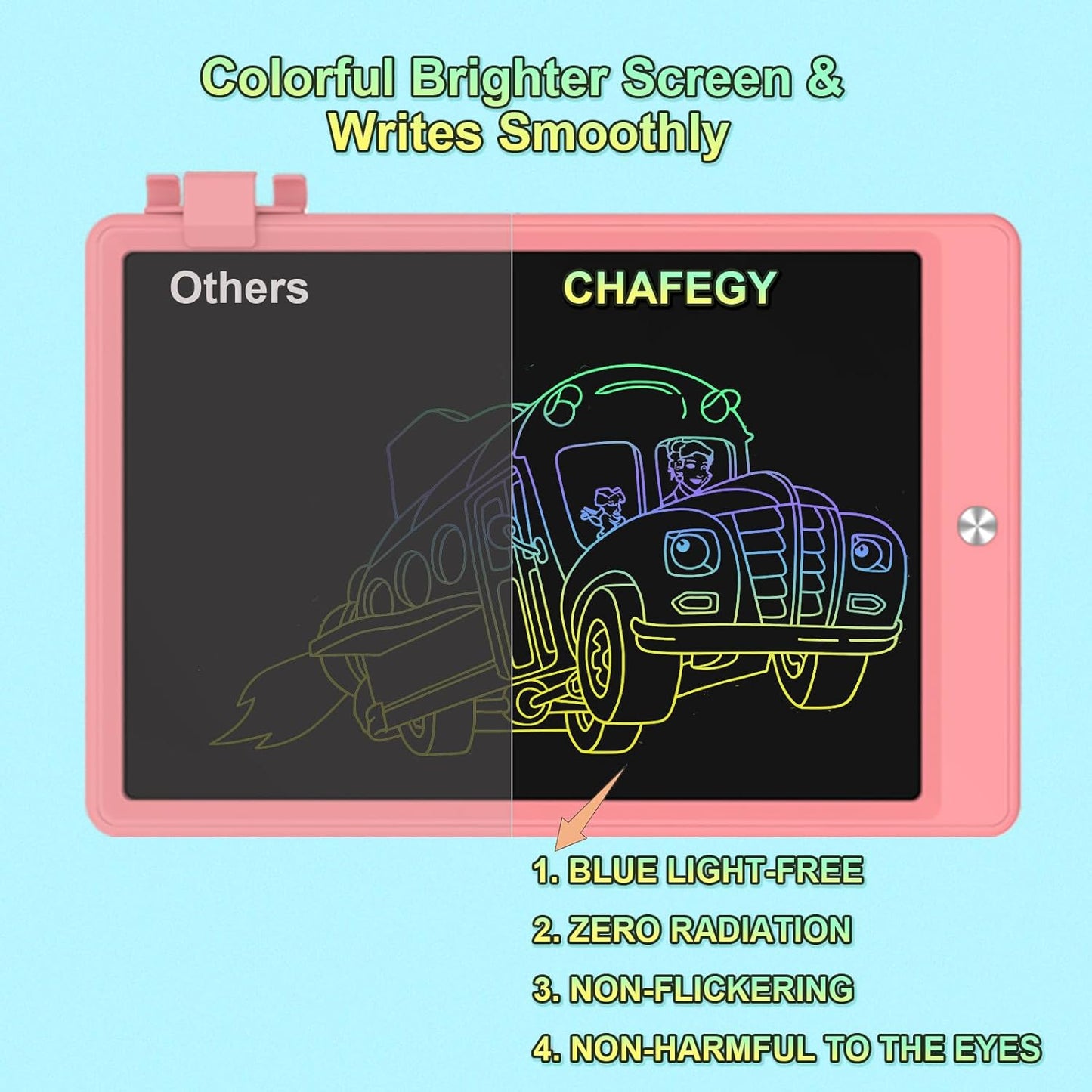 12.9 Inch LCD Writing Tablet for Kids, Colorful Toddler Doodle Board - Erasable Drawing Pad, Educational Learning Toy for Ages 3-8 - Valentine's Day Christmas Birthday Gifts (12.9 Inch, Pink)