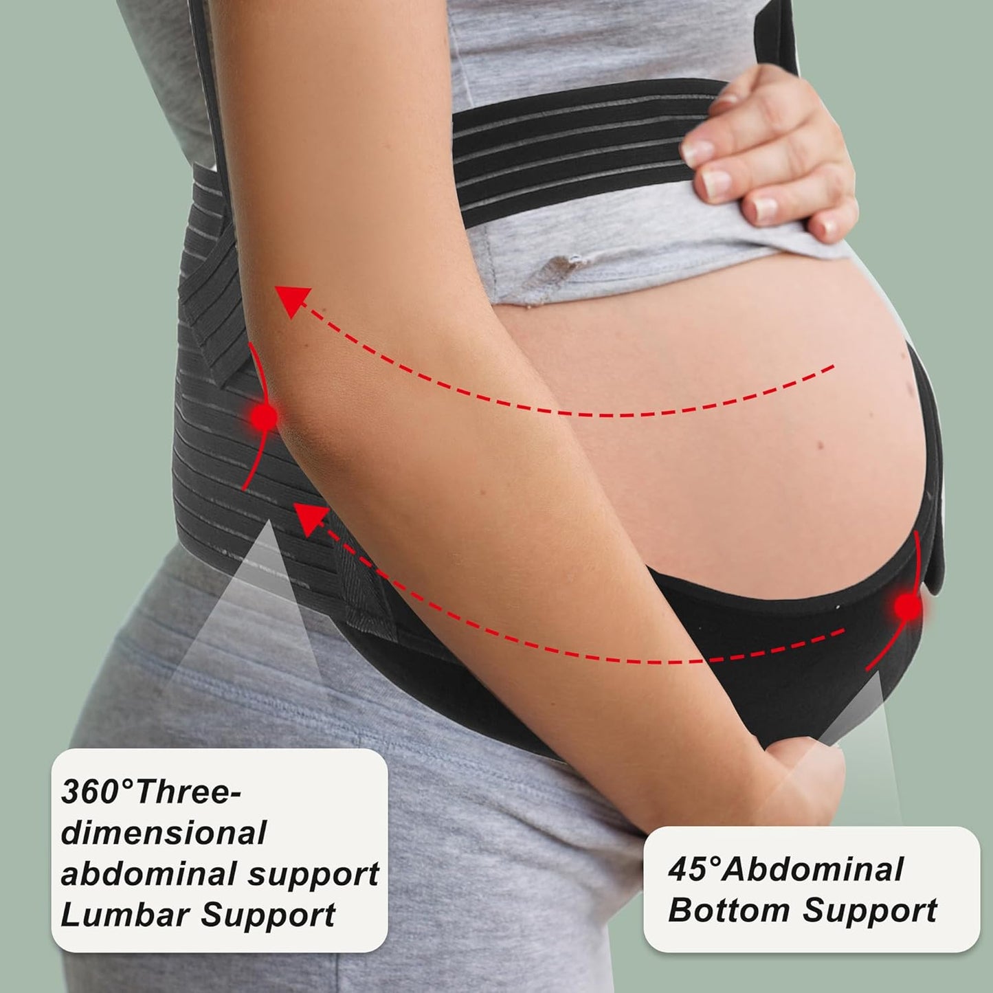 Pregnancy Belly Band, Shoulder Strap Belly Support Brace, Pregnancy Support Belt, Lightweight Abdominal Binder, for Abdomen, Black, Medium, 1 Set