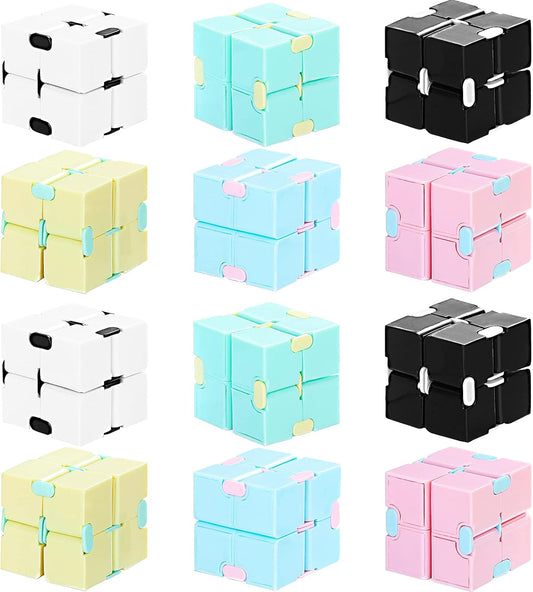 12 Pieces Mini Cube Blocks Mini Cube Desk Toy Magic Sensory Tool Blocks Puzzle Flip Cube for Teens Adults Birthday Favors (Macarons)
