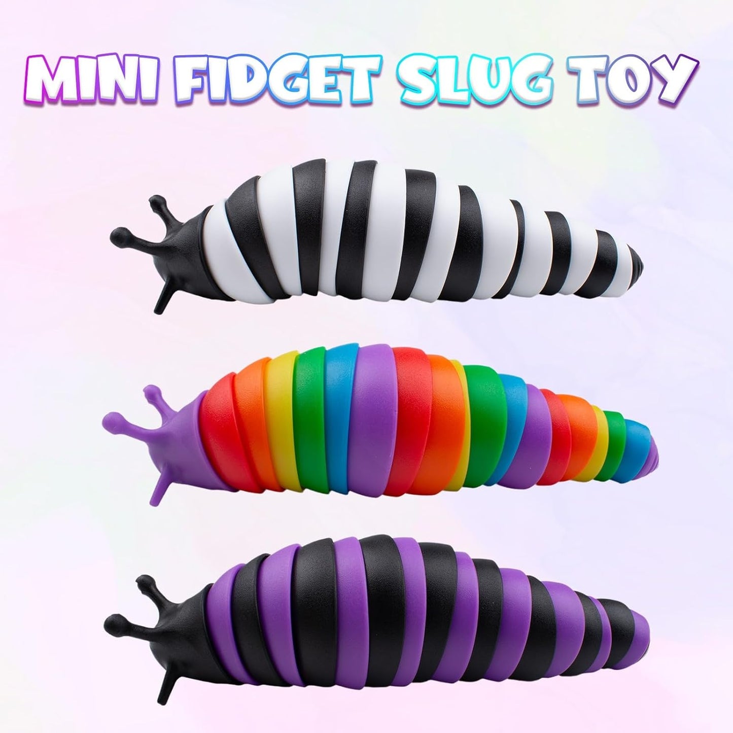 Cevioce 3 PCS Fidget Toys Slug for Adults & Kids Sensory Toys for Kids 8-12 Colorful Autism Toys for Toddlers Autistic Children Toddler Toys Age 3-4 Christmas Stocking Stuffers Gifts for Kids Teens