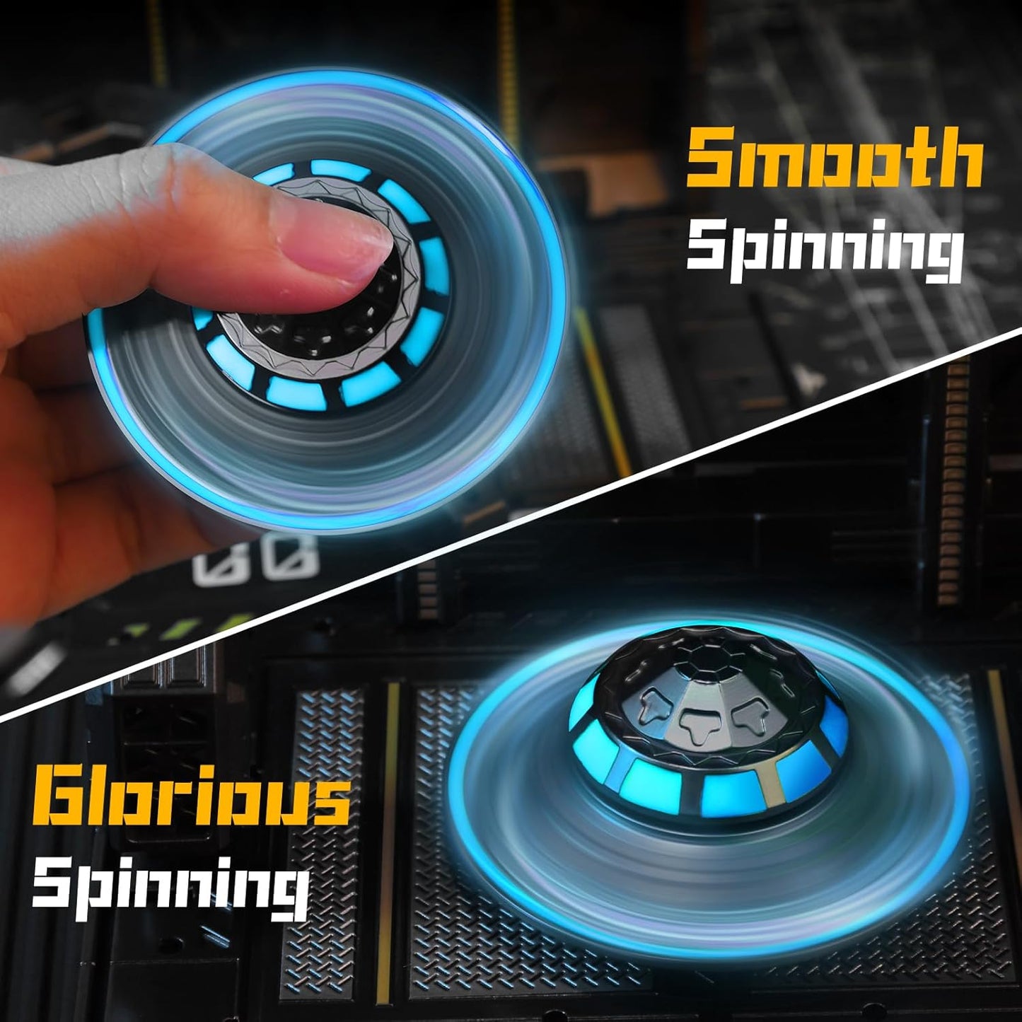 Cool UFO Fidget Spinner Glow in The Dark, Handheld Metal Fingertip Toy, Luminous Desk Fidgit for Kids Adults, Anti Anxiety Stress Relief Fidgeting Alien Gifts for Office