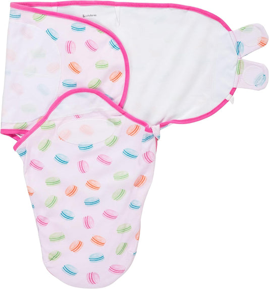 LollyBanks Baby Swaddles 100% Organic Cotton, 0-3 Months Baby Girl Swaddles with Easy Change Zipper, Swaddle Sack for Newborn Girls (Macarons Print)