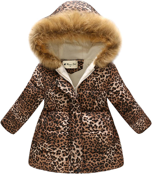 Miss Bei Girl's Winter Coat Jacket Hooded Kids Toddler Flower Print Parka Outwear Warm Cotton Puffer Hooded Jacket