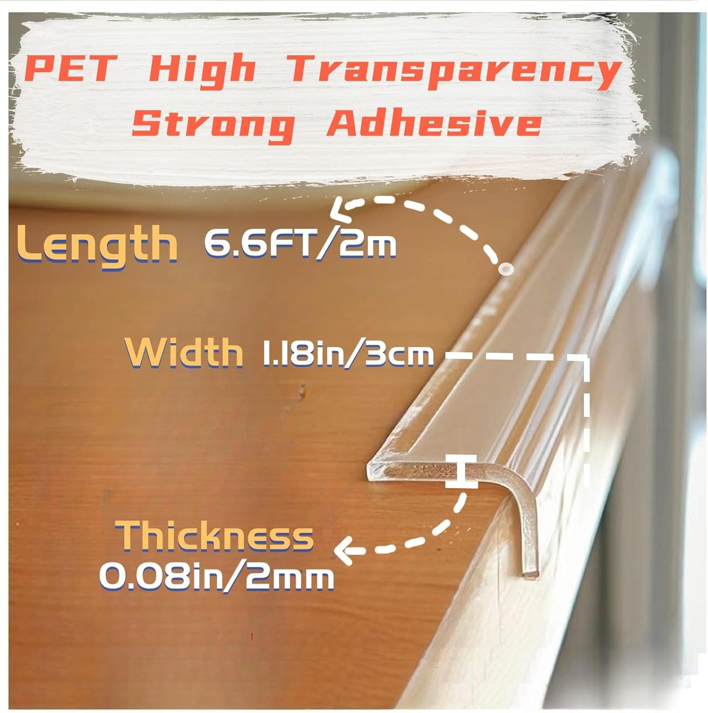 Clear Self Adhesive Edge,1.18in widthx78.8in Length,Door Edge Guard,Adhesive Edge Protector,Cabinet Door Protector Edge Guard,Clear Corner Protectors for Furniture(thk: 2mm)