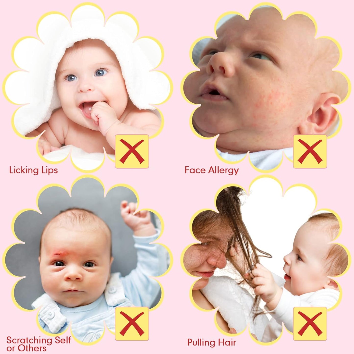 6 Pairs Newborn Baby Mittens No Scratch Gloves Infant Toddler Anti Scratch Essentials Unisex Cotton for 3-9 Months Girls Boys(Pink Series, Cute)