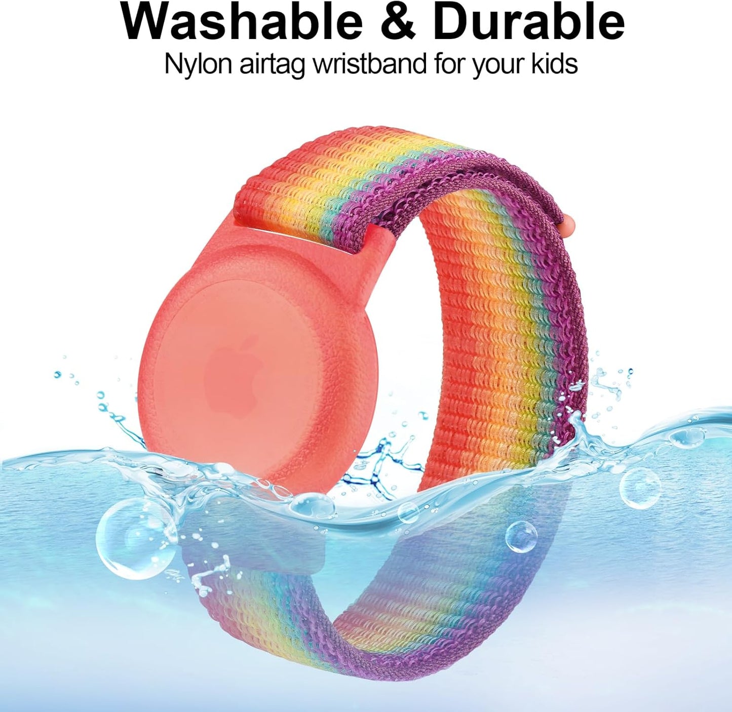 Vancle Kids Wristband for Apple AirTag, Protective Case for Air Tag GPS Tracker Holder with Nylon Bracelet, Adjustable Anti Lost Watch Band for Toddler Baby Children Elders