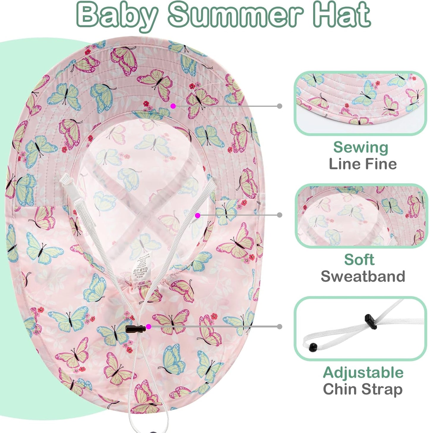 XIAOHAWANG Girls Sun Hat Baby Beach Hats Boys UPF 50+ Kids Summer Protection Cap Toddler Breathable Caps Wide Brim Neck Flap