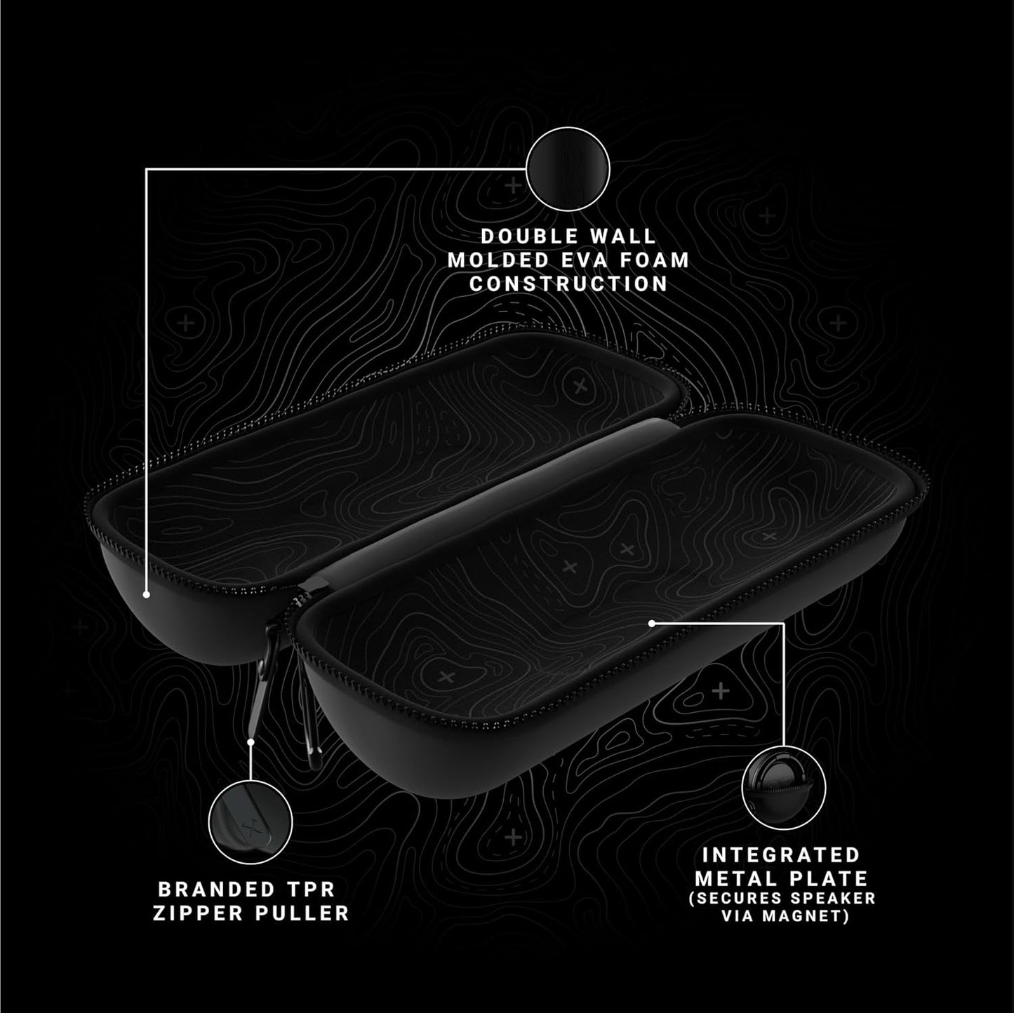 Blue Tees Golf GPS Case Compatible with Player+ GPS Speaker - Hard Carrying Protective Case, Advanced Security with Internal Magnetic Plate, Equipped with Carabiner Clip (Case Only) (Black)