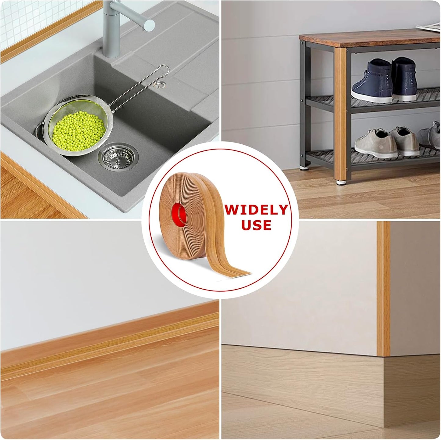 Flexible Wall Corner Protector Moulding Trim Peel and Stick Wall Corner Guards Edge Protector Self Adhesive Molding Trim Strip for Edge Ceiling (Light Brown Wood Grain, 1.6 in x 10 Ft)