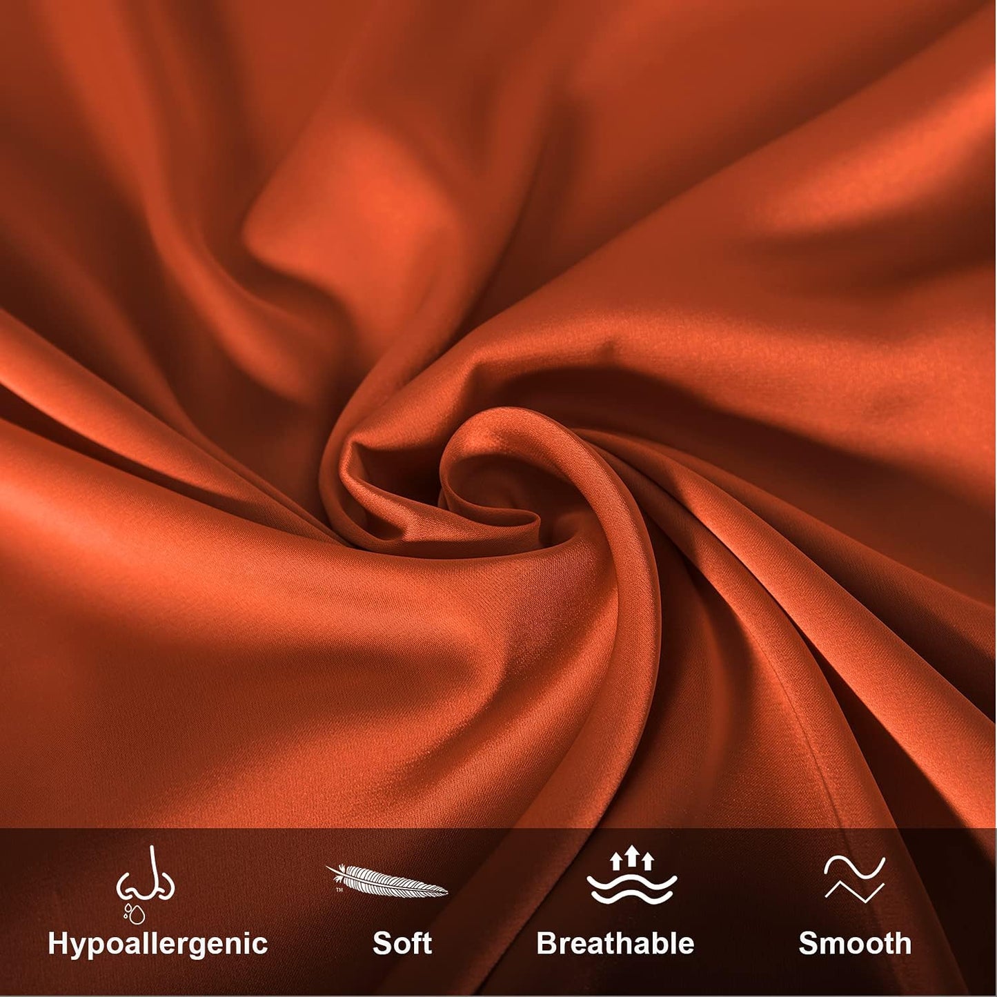 Mulberry Silk Pillowcase for Hair and Skin,Queen Size Cooling Silk Pillow Case with Hidden Zipper,Allergen Proof Dual Sides Soft Breathable Smooth Silk Pillow Cover for Women(Queen,Orange)