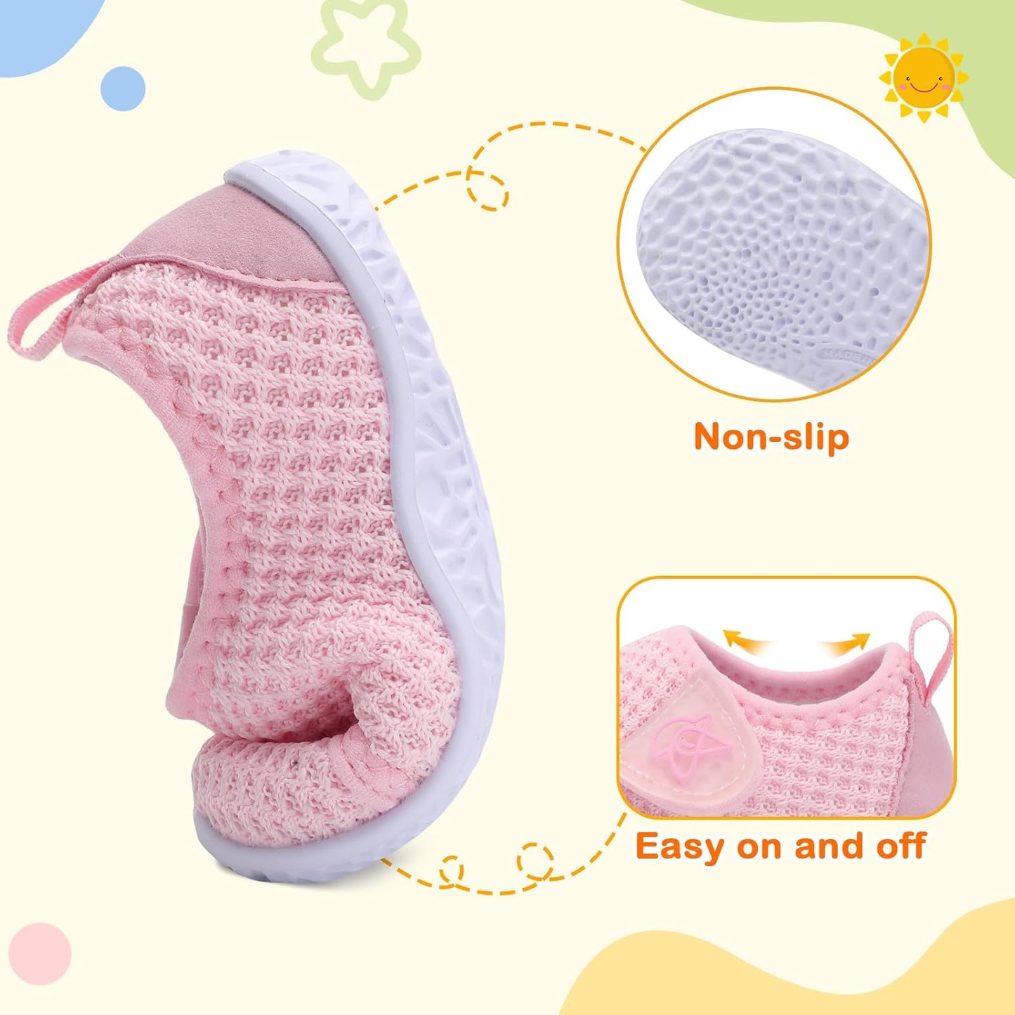 LeIsfIt Baby Shoes Boys Girls First Walking Shoes Non-Slip Infant Sneakers Lightweight Slip-on Crib Sneakers for First Walkers