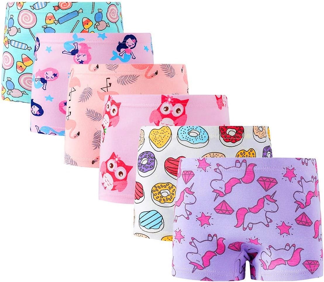 Cczmfeas Girls Hipster Cotton Underwear Boyshort Panties 6 Pack