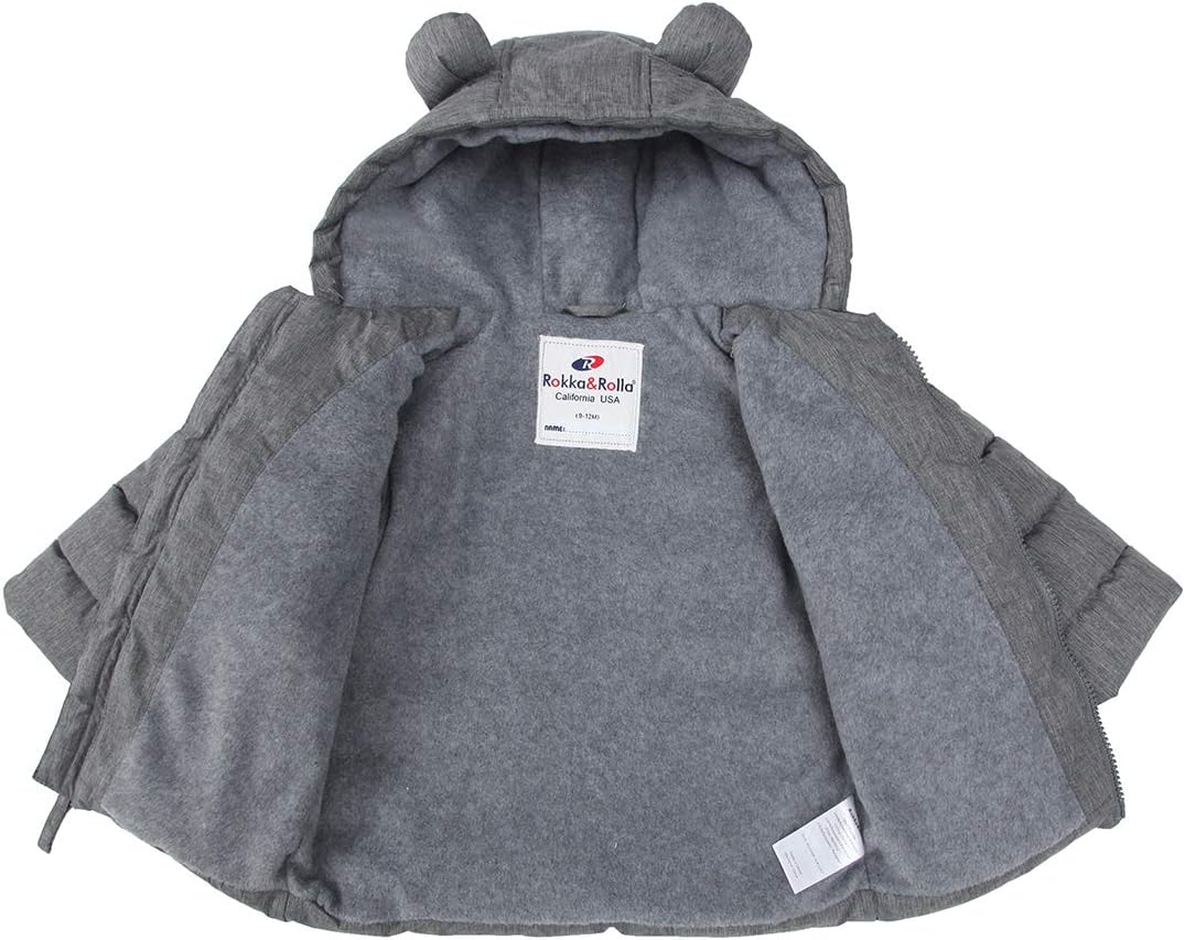 Rokka&Rolla Baby Boys' Water-Resistant Fleece Lined Puffer Jacket Winter Coat for Newborn Infant Toddler