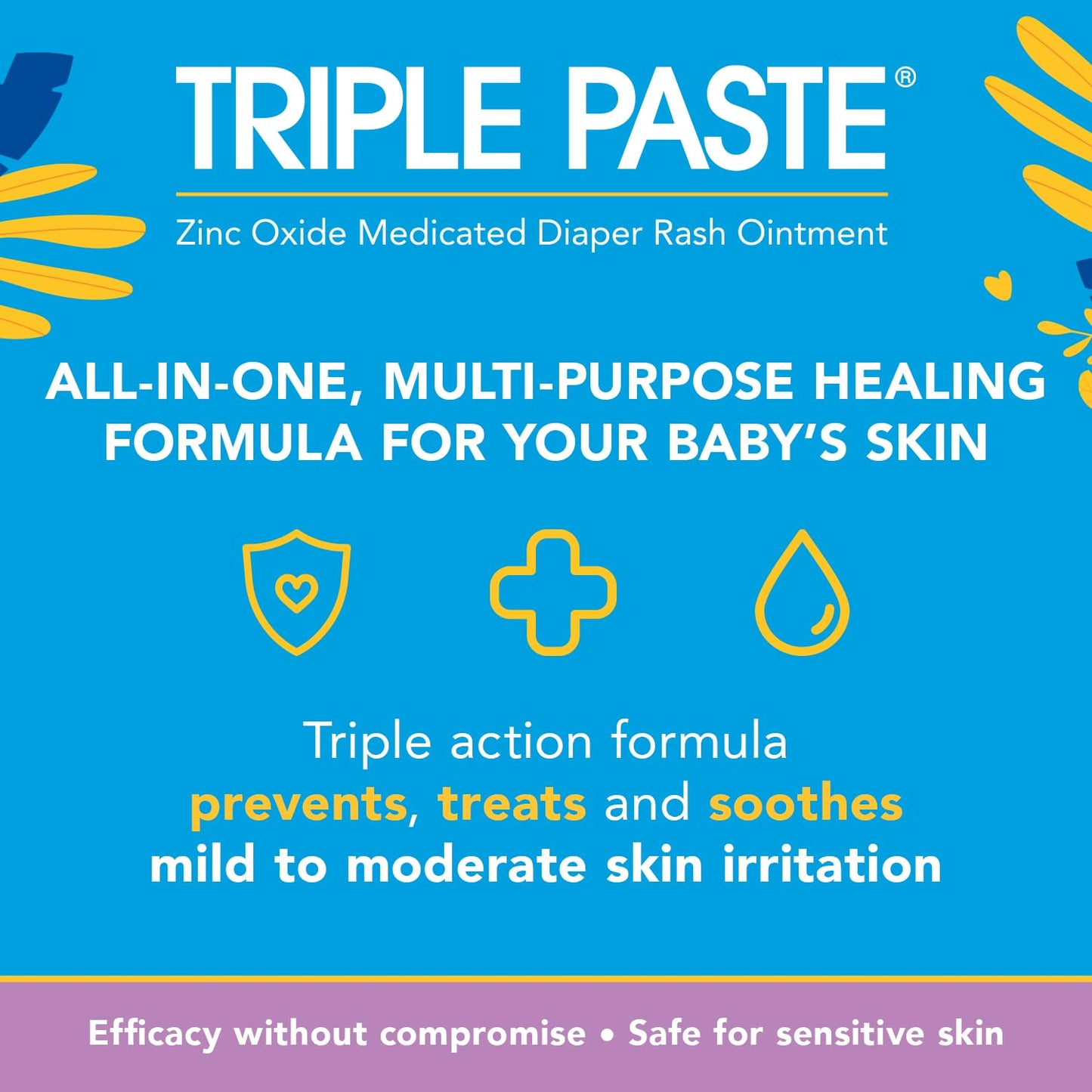 Triple Paste Multi-Purpose Baby Healing Ointment, 2 oz Tube, Diaper Rash Cream and Skin Protectant for Hands, Face and Bottom Treats, Soothes and Prevents with Zinc Oxide (Packaging May Vary)