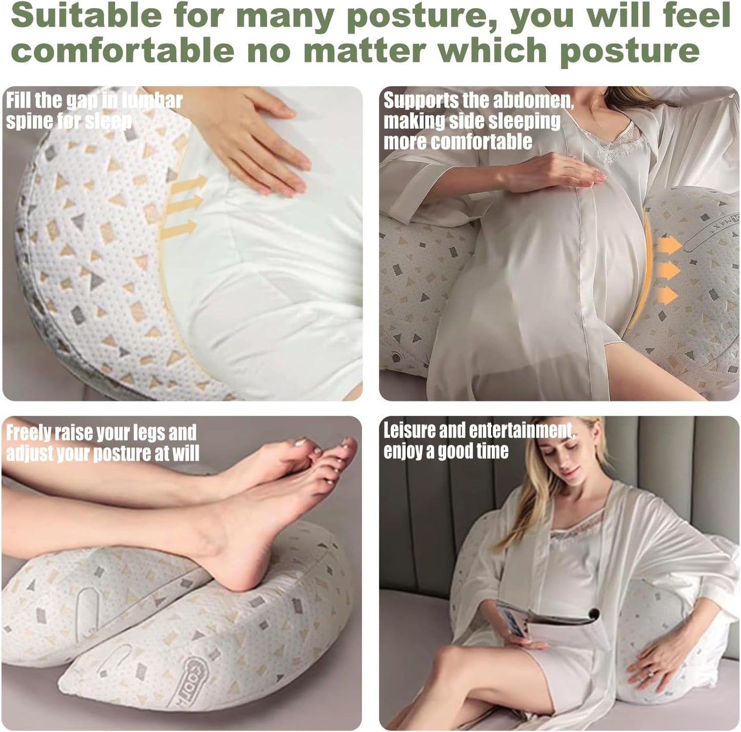 Pregnancy Pillows for Sleeping, Pregnancy Must Haves Body Pillow, Maternity Body Pillow for Adults, Support for Back, Legs, Belly, HIPS