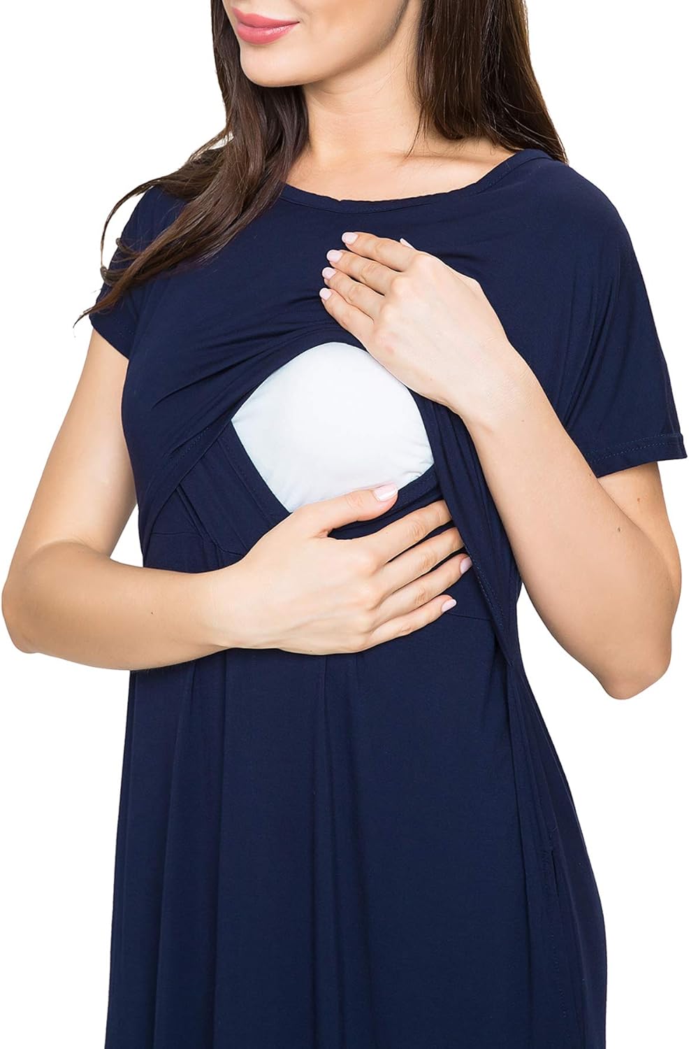 Smallshow Women's Maternity Nursing Dresses Split Long Dress for Breastfeeding