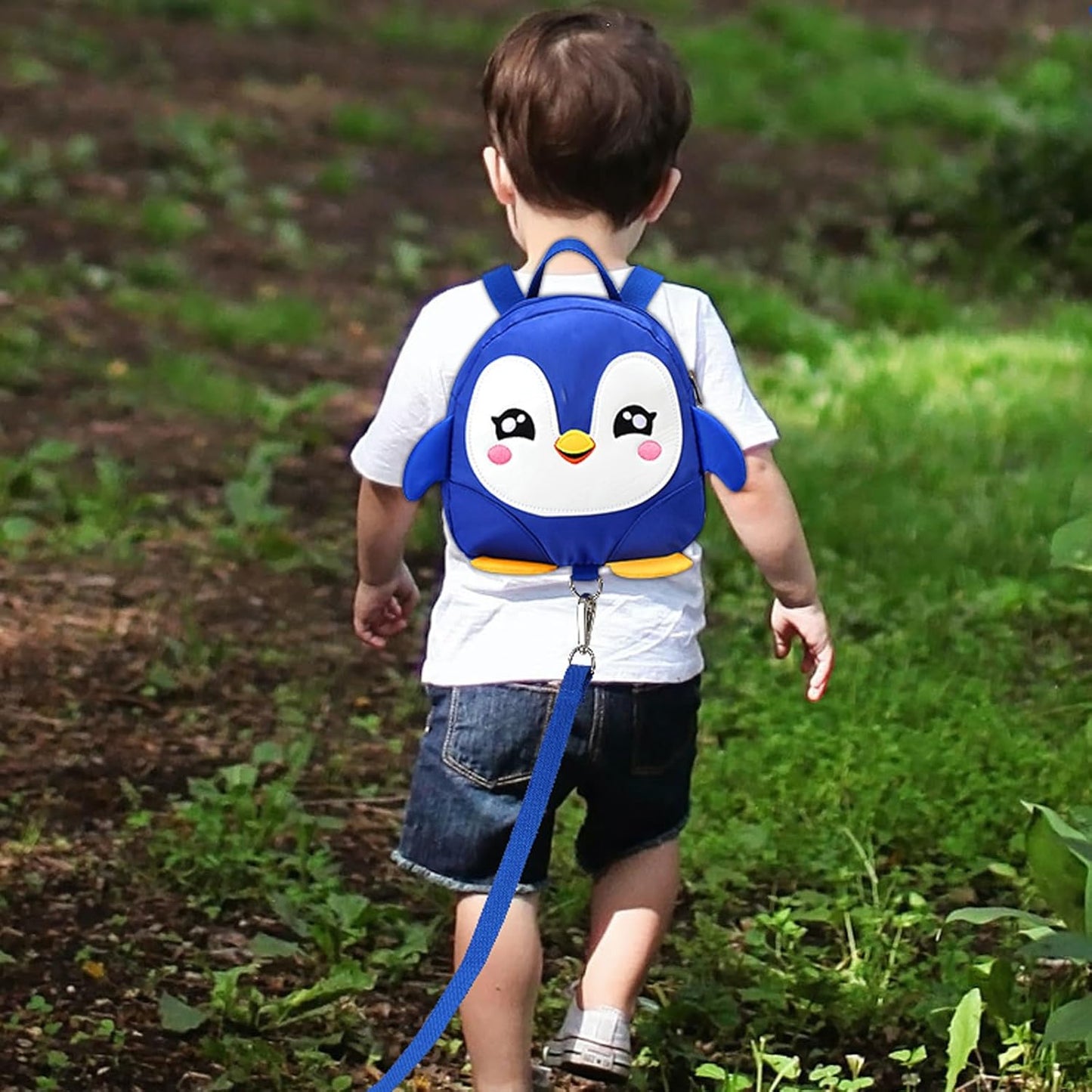 Accmor Toddler Harness Backpack Leash, Cute Penguin Kid Backpacks with Anti Lost Wrist Link, Mini Child Backpack Harness Leashes Walking Wristband Rope Travel Bag Harness Rein for Baby Girls (Blue)