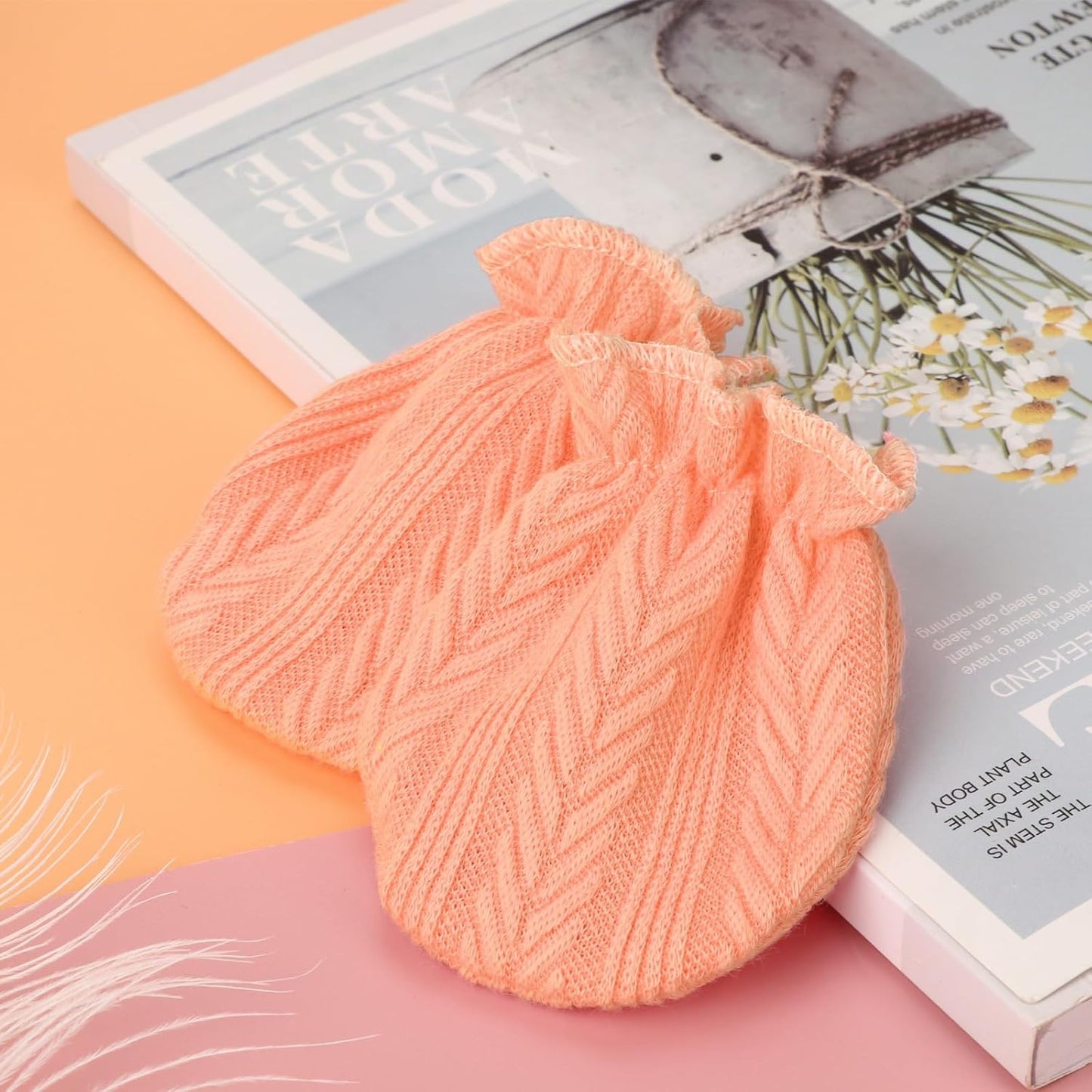 Newborn Baby Mittens No Scratch Cotton Elastic Wrist Gloves Infant Toddler Mittens for Baby Boy Girl 0-6 Months