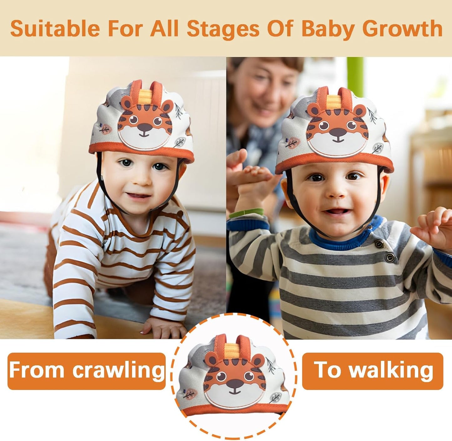 Baby Helmet for Crawing Walking,Soft Infant Safety Helmet,Baby Helmet 1-2 Years for Anti-Fall Head Protector,Adjustable, Breathable