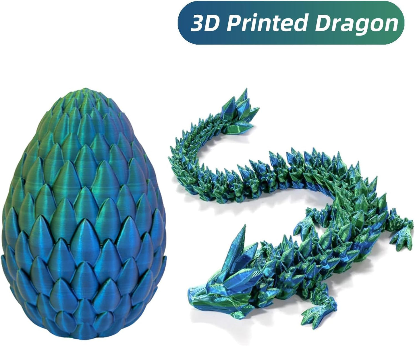 Easter Eggs 3D Printed Dragon Egg Dragon Eggs with Dragon Inside Fidget Toys Pendant Desk Decorative Easter Egg Fillers Easter Gifts for Boys Kids Home Office Decor (Laser Green)