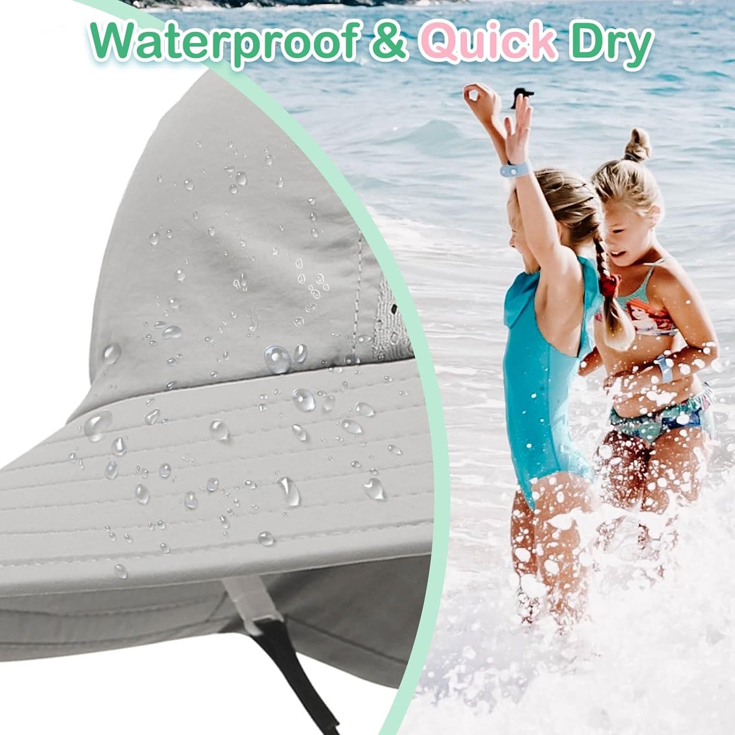 XIAOHAWANG Girls Sun Hat Baby Beach Hats Boys UPF 50+ Kids Summer Protection Cap Toddler Breathable Caps Wide Brim Neck Flap