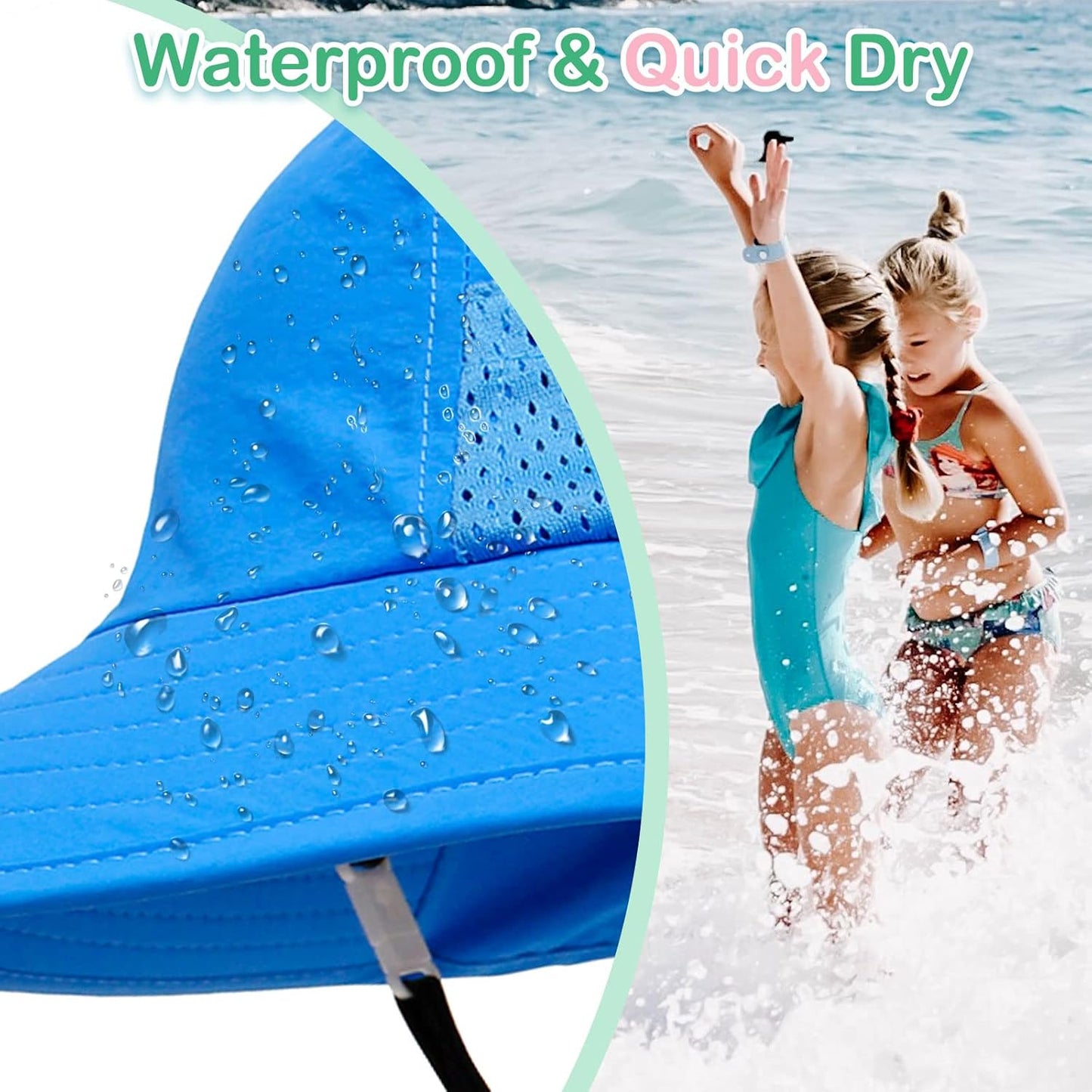 XIAOHAWANG Girls Sun Hat Baby Beach Hats Boys UPF 50+ Kids Summer Protection Cap Toddler Breathable Caps Wide Brim Neck Flap