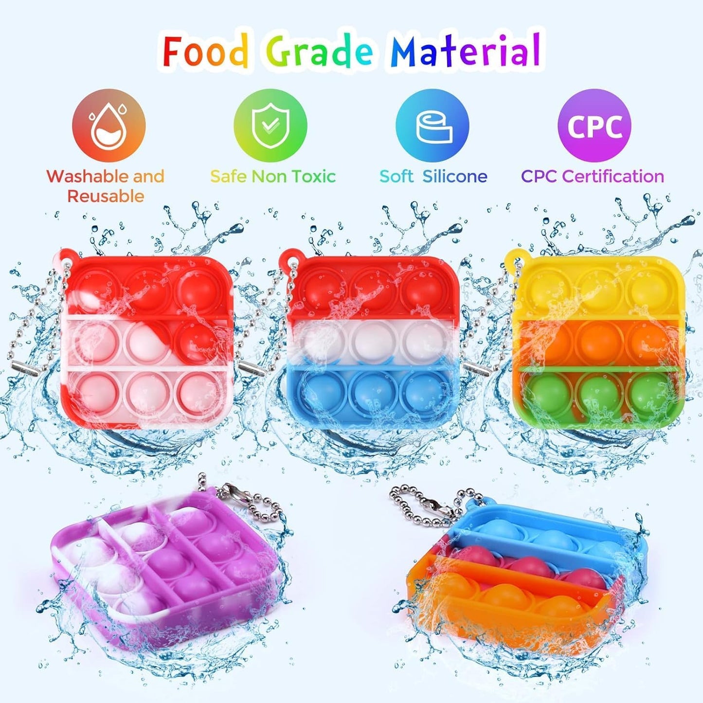 150pcs 2in Random Pop Bubble Fidget Sensory Toys, Pop Toy Bulk for Party Favor, Classroom Student Prizes Easter Basket Goodie Bag Stuffers Christmas Valentine Gift for Kid