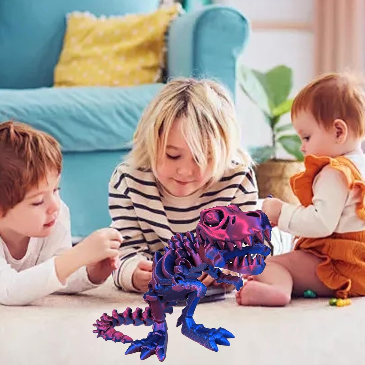 3D Printed Dinosaur Bones Tyrannosaurus Rex Skeleton with Movable Joints, 3D Model Skull T-Rex, Flexible Articulated Dinosaur Fidget Toys Adults for Autism/ADHD