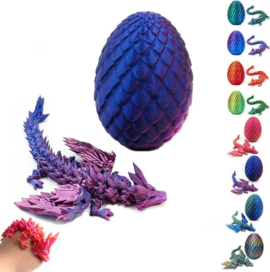 3D Printed Dragon-Flying Articulated Dragon|3D Printed Dragon Eggs with Dragon Inside|Eco-Friendly Crystal Dragon-Mystery Dragon Egg,Adults Fidget Toys for Autism ADHD (Flying Dragon/Laser Purple)