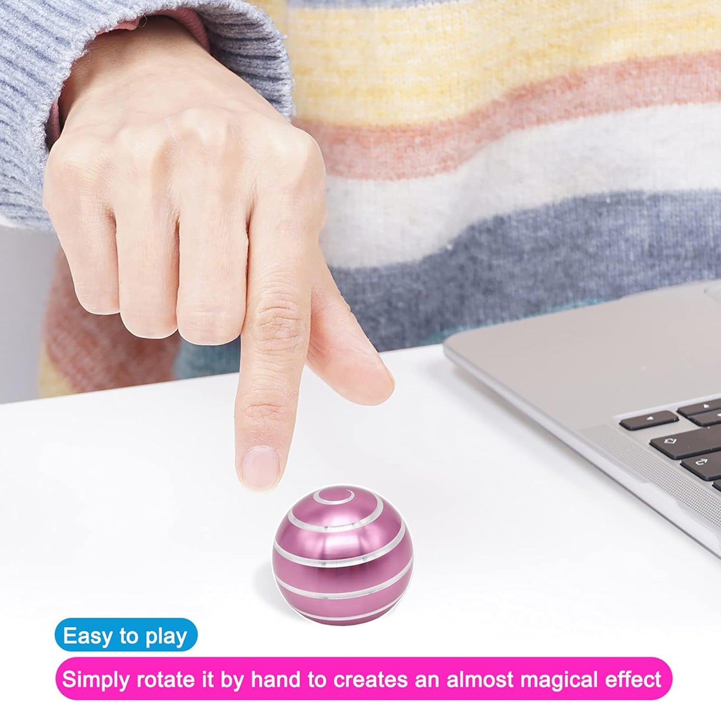 Desk Fidget Toys for Kinetic Toy: Cool Gadgets Cool Stuff for Adults Kids Teens, Spinning Up to 180 Seconds, Stress Relief Toy for Christmas Optical-Illusion Gift for Office School Home Women Men