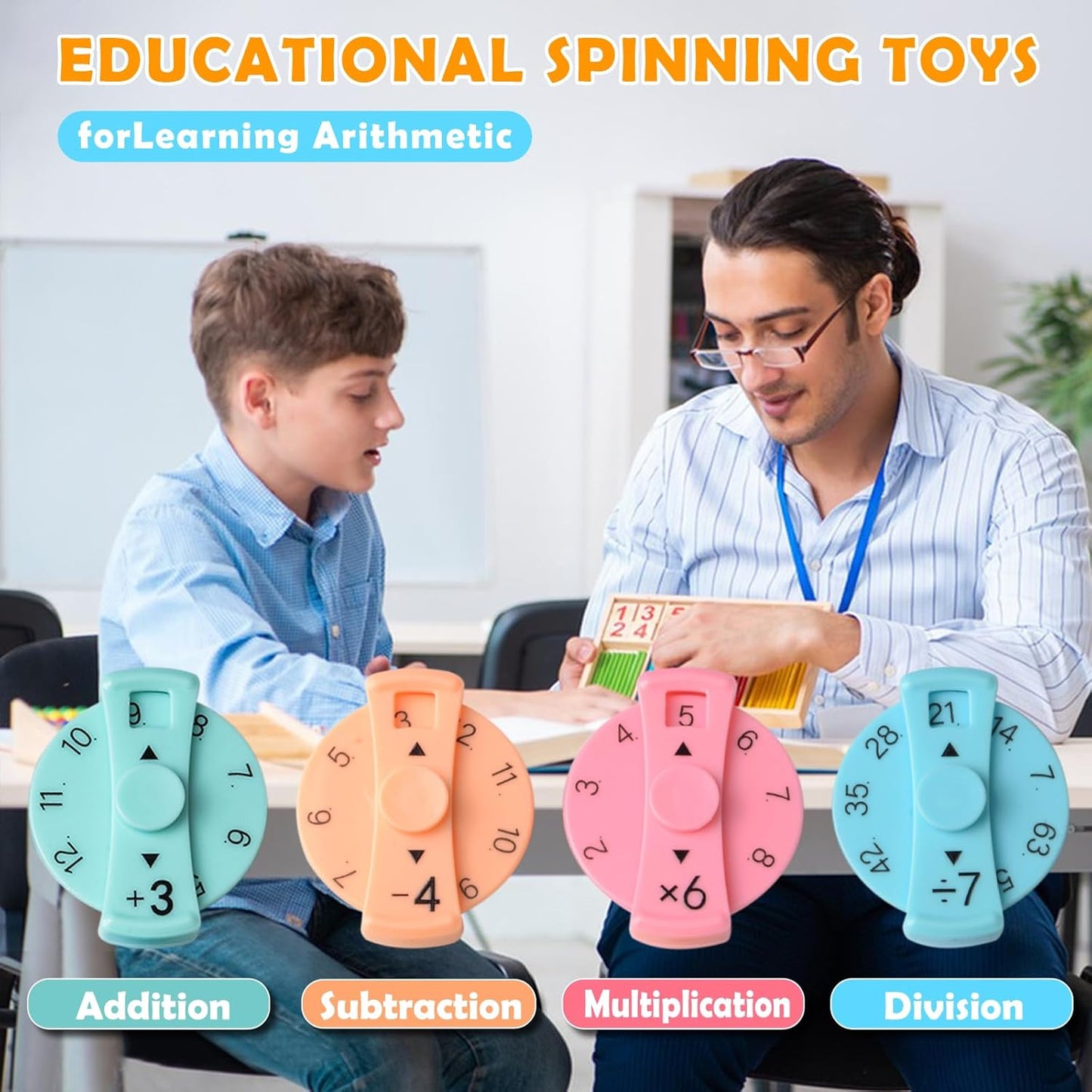 Updated Math Fact Fidget Spinners, Math Facts Fidget Spinners, This is for All The Stimmers - Fidgeters Who are Learning Math, Division and Multiplication on One Fidget (Add Or Subtract 9pcs)