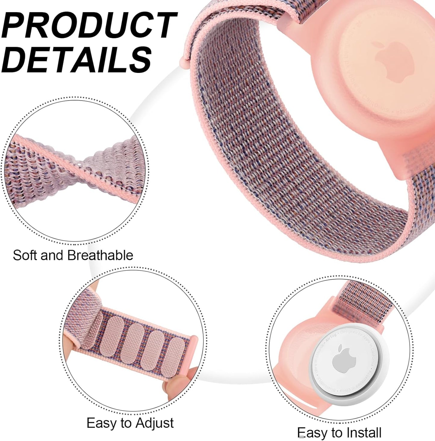 Vancle Kids Wristband for Apple AirTag, Protective Case for Air Tag GPS Tracker Holder with Nylon Bracelet, Adjustable Anti Lost Watch Band for Toddler Baby Children Elders