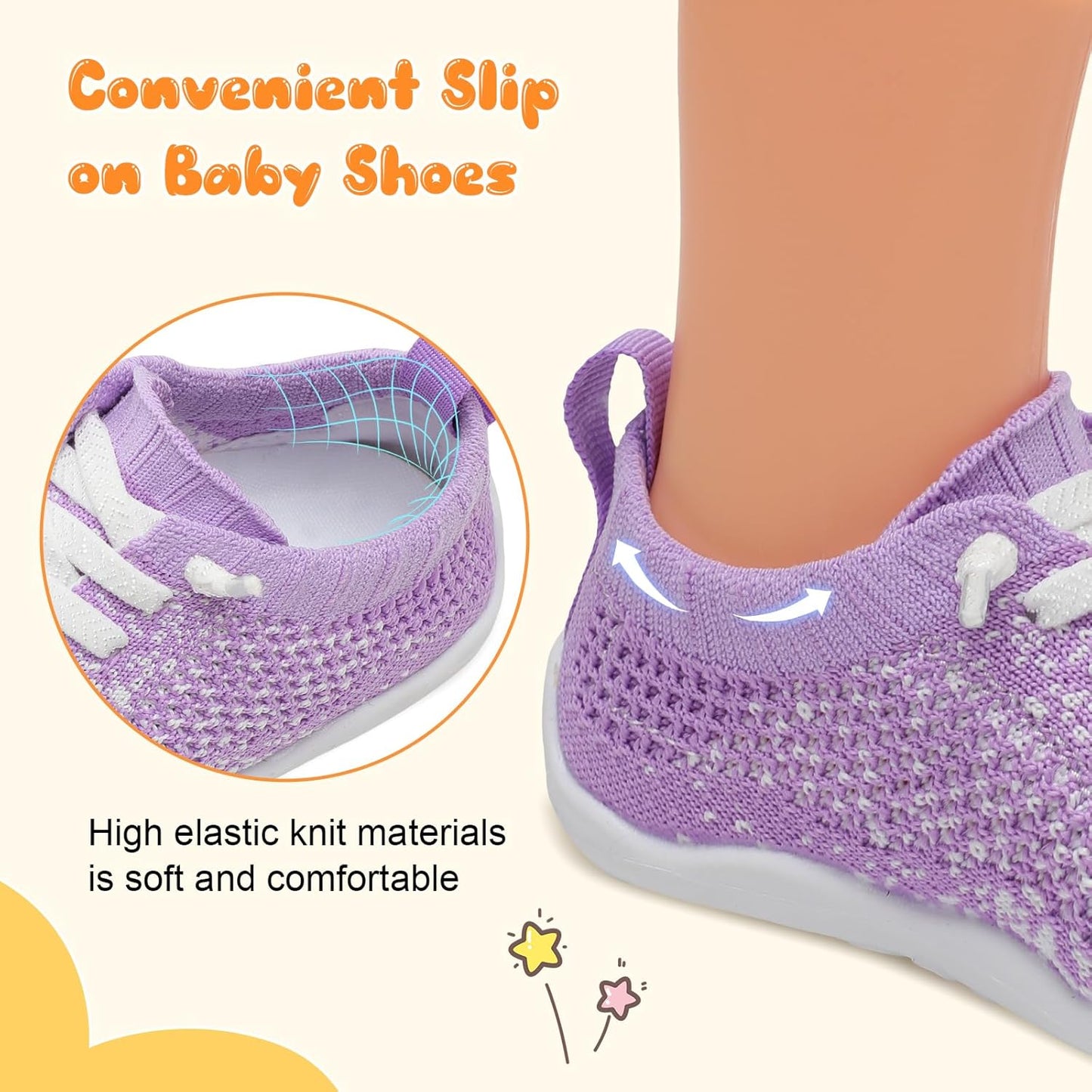JIASUQI Baby Shoes for Toddler Boys Girls Sneakers Slip on Walking Shoes for Babies