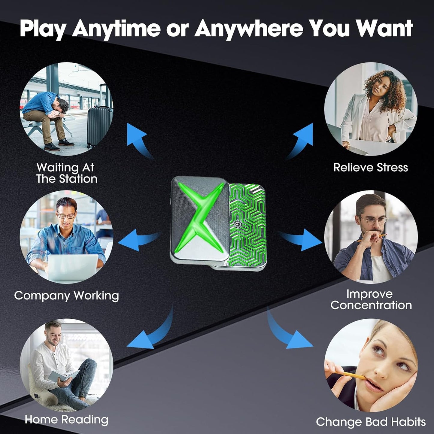 Infinite Lightning Fidget Slider Luminous Metal Magnetic Fidget Toys Adults for Stress Relief (Greenlight)