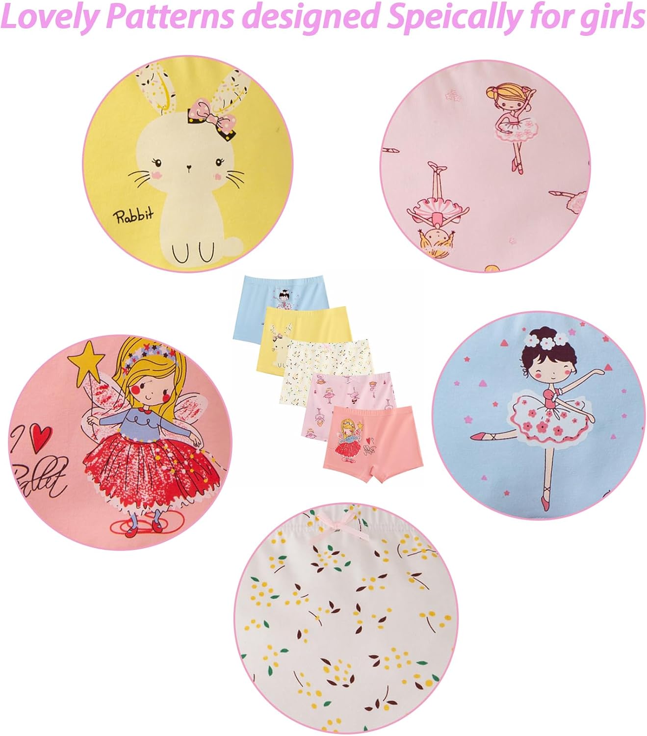 CHUNG Toddler Little Girls Kids Briefs Panties Soft Cotton Boyshort Underwear Pack Big Girl Daily Cute Pattern