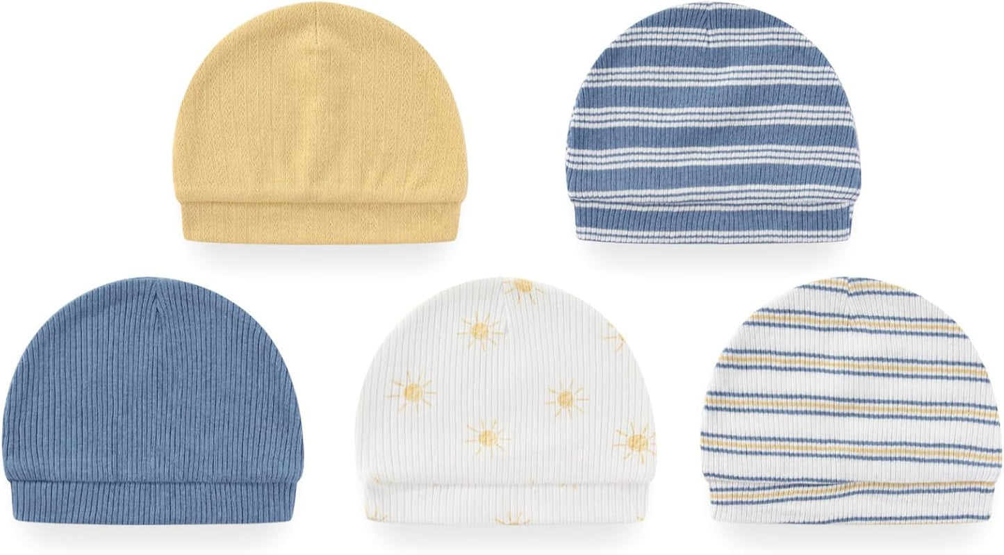 Baby Hat and Mittens Set Cotton Newborn Baby Hats Caps for Boys and Girls, 0-6 Months