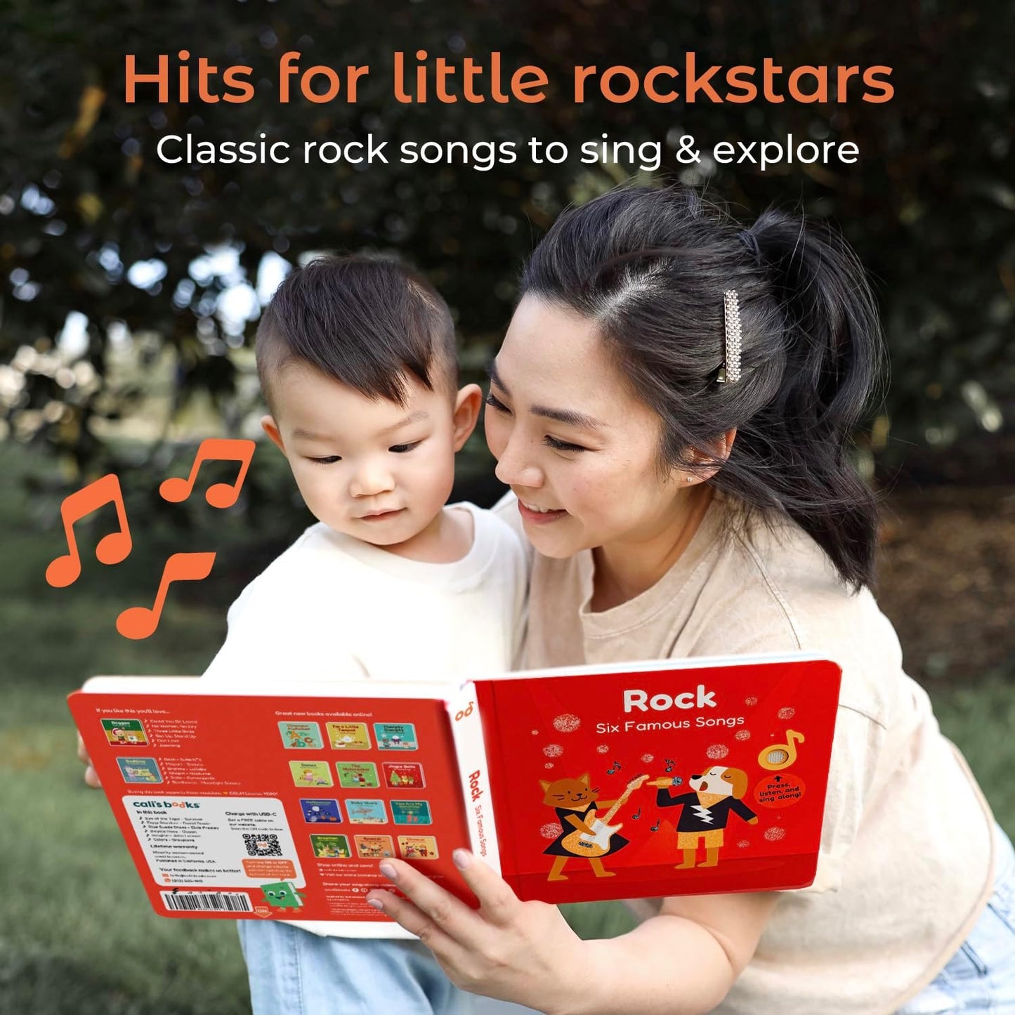 Cali's Books Rock Music Books for Toddlers 1-3 - Singing Button Sound Board Book for 2 Year Old Children, Musical Toddler Rock Songs Toys, 18 Month Interactive Learning Toy, USB-C Rechargeable