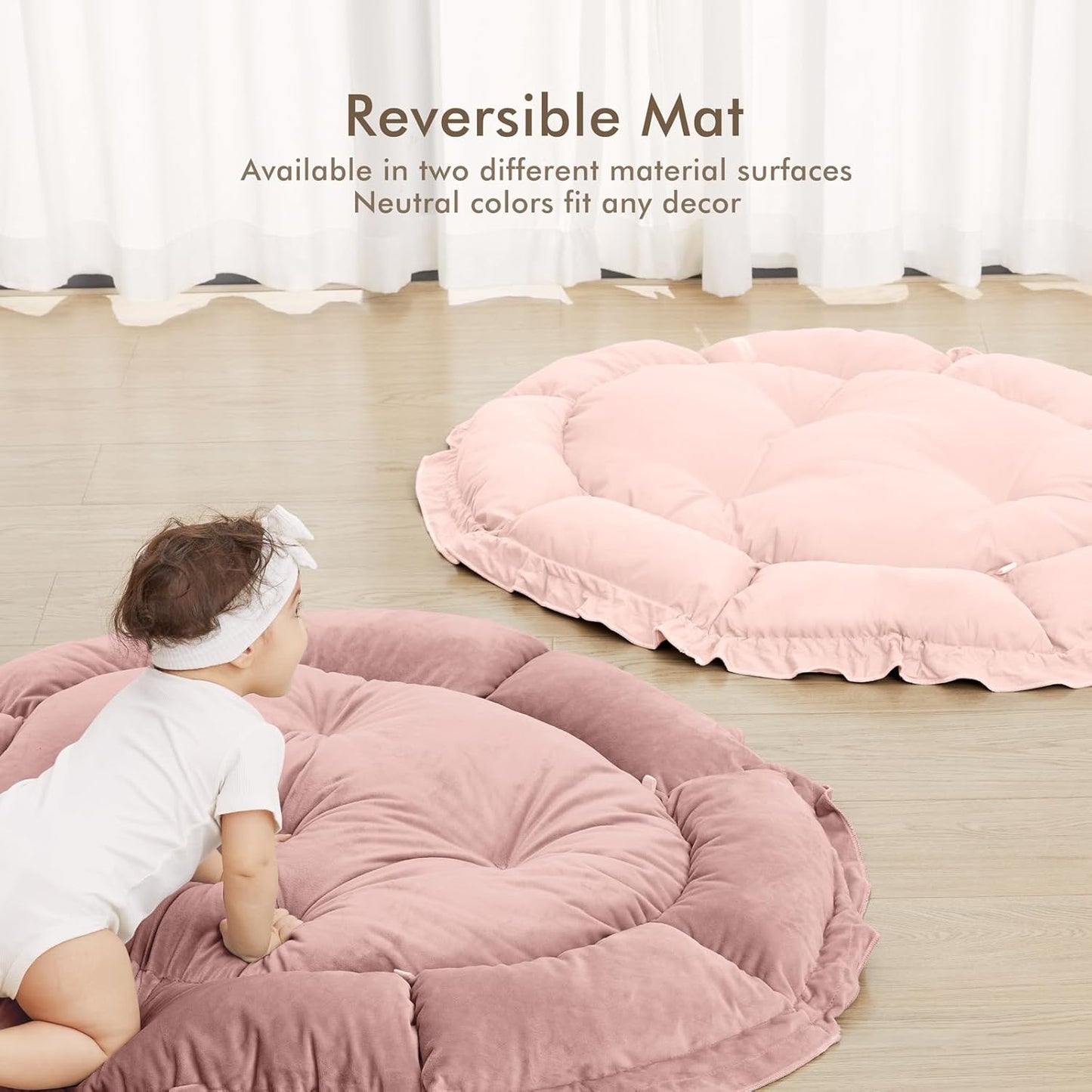 ANGELBLISS 5 in 1 Baby Play Gym Mat, Reversible Tummy Time Mat with 5 Sensory Toys for Stage-Based Developmental, Thick & Large Baby Activity Center from Newborn to Toddler (Purple)